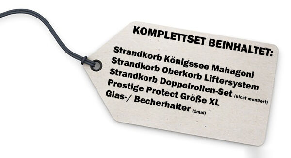 Strandkorb Komplettset: Königssee Mahagoni Bullauge - PE grau - Modell 540