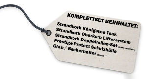 Strandkorb Komplettset: Königssee Teak Bullauge - PE grau - Modell 504