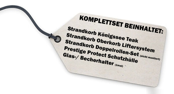 Strandkorb Komplettset: Königssee Teak Bullauge - PE grau - Modell 505
