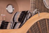 Luxus Strandkorb 2,5 Sitzer | XL Teak Bullauge | Grau | Ammersee Modell 583 | inkl. Liftersystem