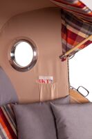 Luxus Strandkorb 2,5 Sitzer | XL Teak Bullauge | Grau | Ammersee Modell 584 | inkl. Liftersystem