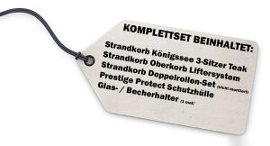 Strandkorb Komplettset: Königssee 3-Sitzer Teak Bullauge - PE shell - Modell 518