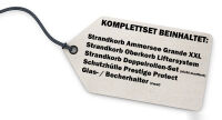 Strandkorb Komplettset: Ammersee Grande XXL Teak Bullauge - PE grau - Modell 504