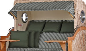 Strandkorb Komplettset: Königssee 3-Sitzer Teak Bullauge - PE shell - Modell 504