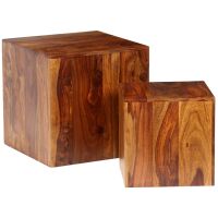 2er Set Beistellisch Cube - Massivholz Palisander