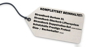 Strandkorb Komplettset: Borkum XL Teak Bullauge - PE grau - Modell 537