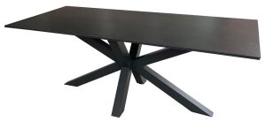 Tisch Malaga - 180 x 90 cm - gesinterter Stein dunkelgrau - Gestell Kreuz-Form