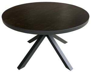 Tisch Malaga - 120 cm rund - gesinterter Stein dunkelgrau - Gestell Kreuz-Form