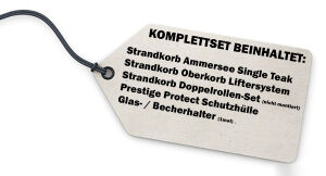 Strandkorb Komplettset: Ammersee Single Teak Bullauge - PE shell - Modell 510