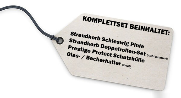 Strandkorb Komplettset: Schleswig Pinie Zweisitzer - PE mokka - Modell 563